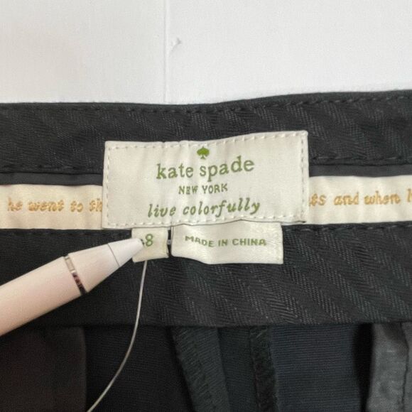 Kate Spade Jackie Bow Cuff Crop Dress Pants Black Size 8 - Picture 4 of 10